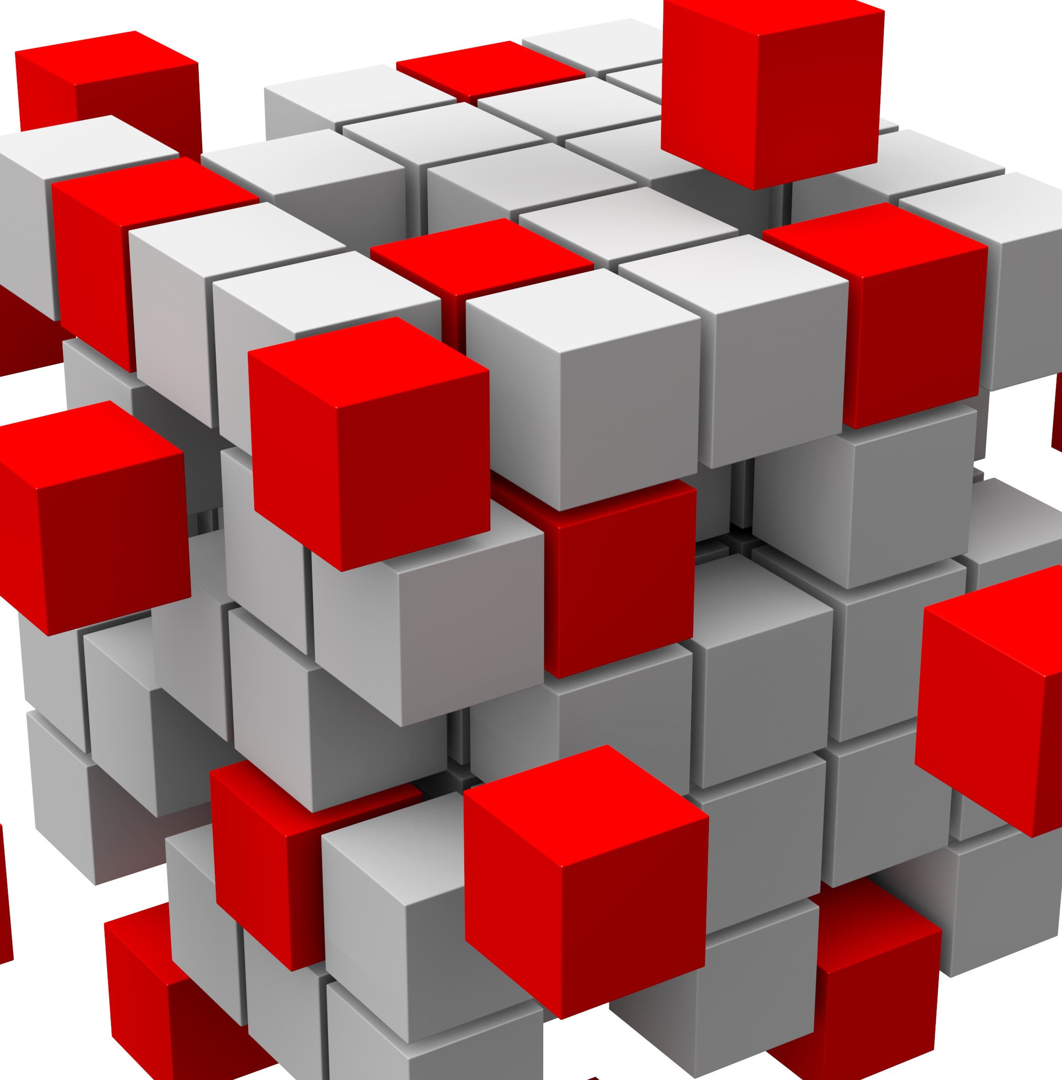 3D-Struktur aus roten und weissen Blocks